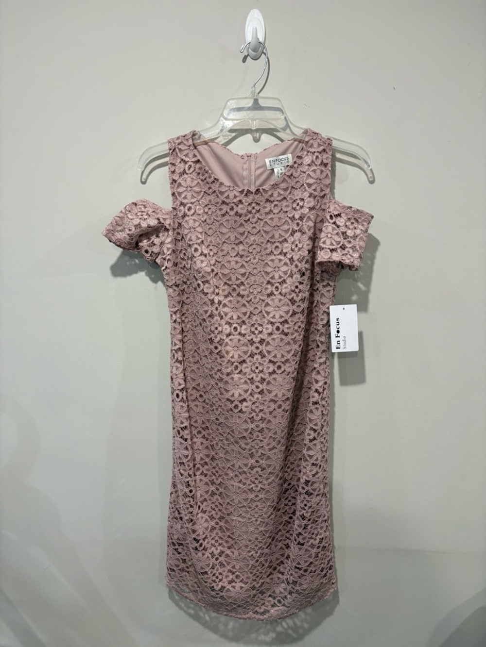 Blush Lace Cold-Shoulder Cocktail Dress